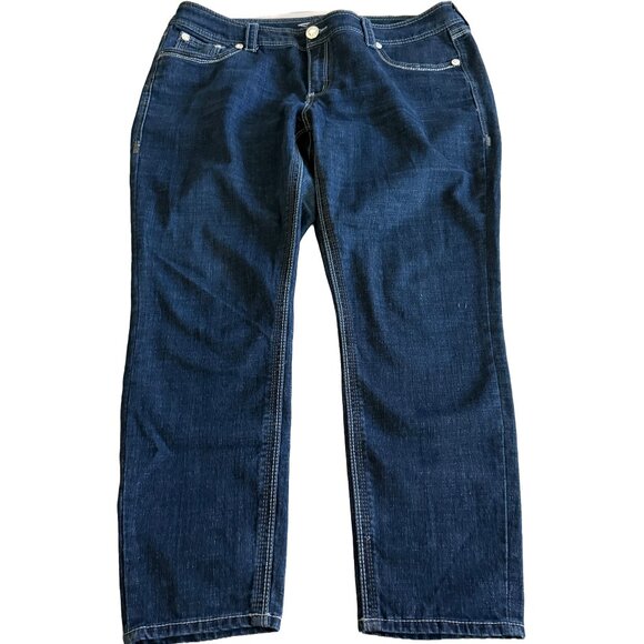 Seven7 Women's Sz 18 Dark Wash Silver Stitching and Diamond Button Jeans - Picture 1 of 9